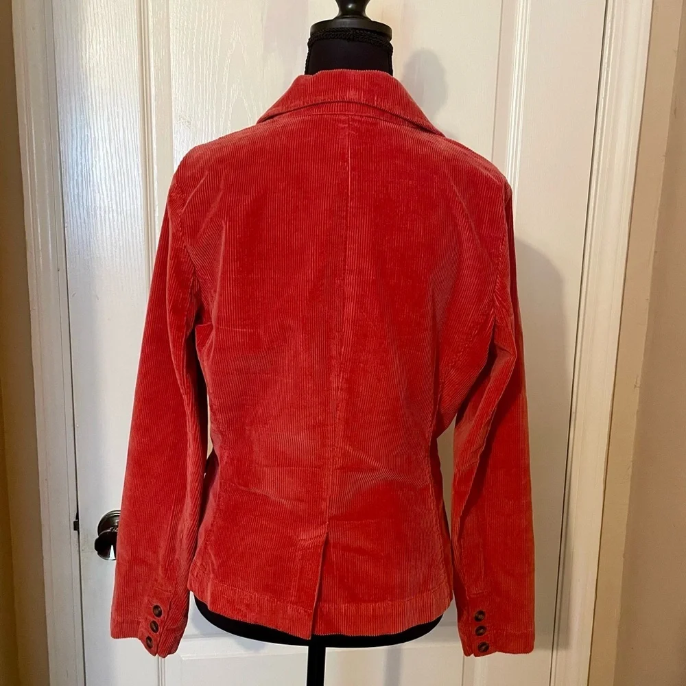 Talbots Salmon Orange Corduroy Blazer Jacket Size 8  Lined Academia Preppy Work - Picture 3 of 12